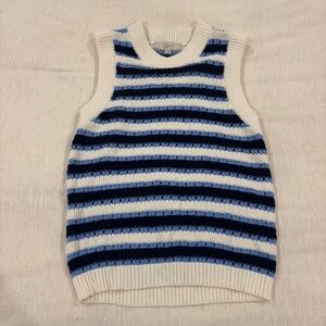 NWT LOFT blue and white striped knit sleeveless sweater vest Small